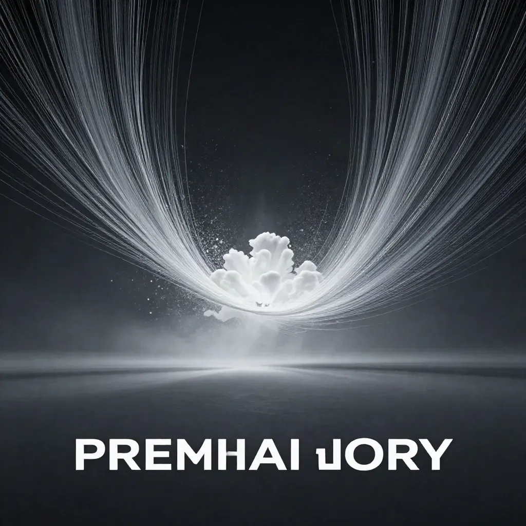 Silver light filaments converge into a soft white bloom over a dark graphite void.